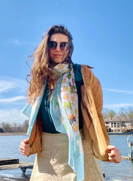 Blossoms & Robins Silky Scarf