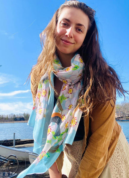 Blossoms & Robins Silky Scarf