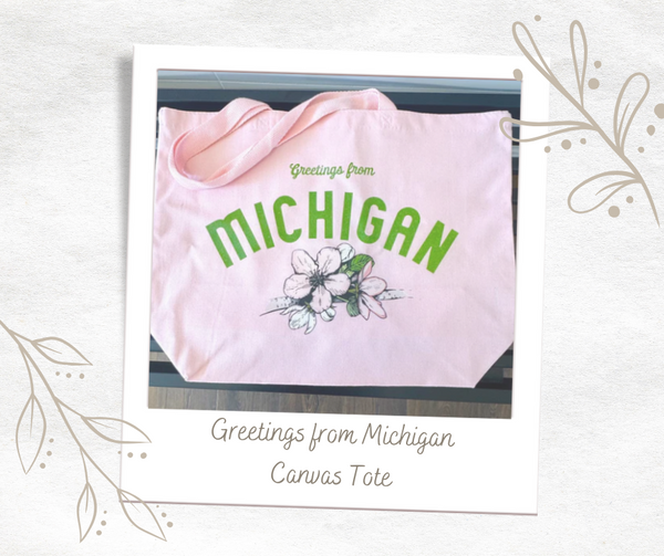 Greetings from Michigan Canvas Tote