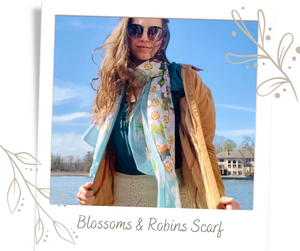 Blossoms & Robins Silky Scarf