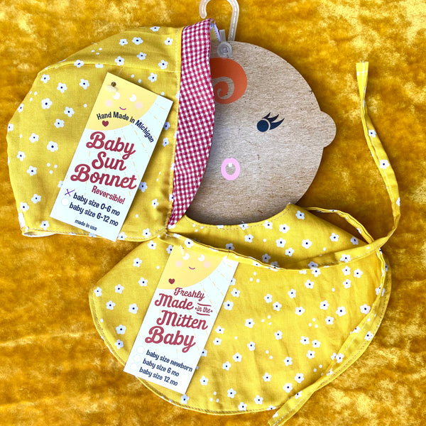 Handmade Baby Bib & Bonnet Set